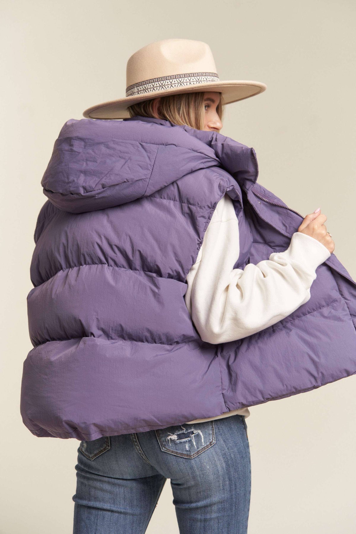 Puffy Zipper Hoodie  Vest