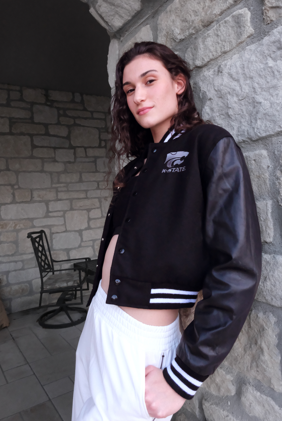 Kansas State Cropped Varsity Jacket