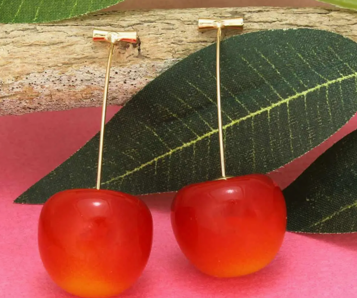 Sweet Cherry Resin Drop Earrings