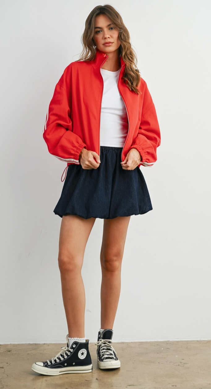 Racing Stripe Cropped Track Jacket