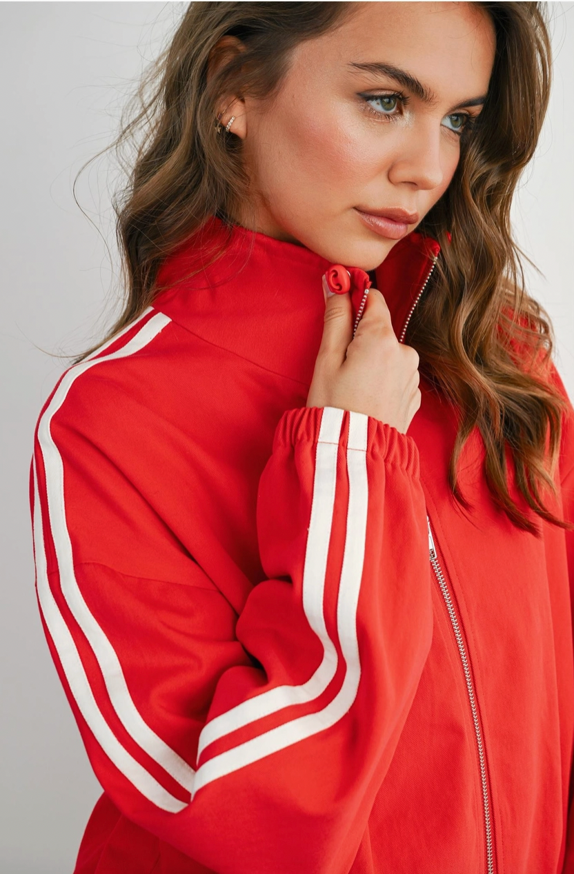 Racing Stripe Cropped Track Jacket